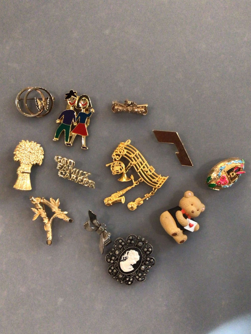 Gold-Tone and Assorted Enamel Pins - Multi-Color